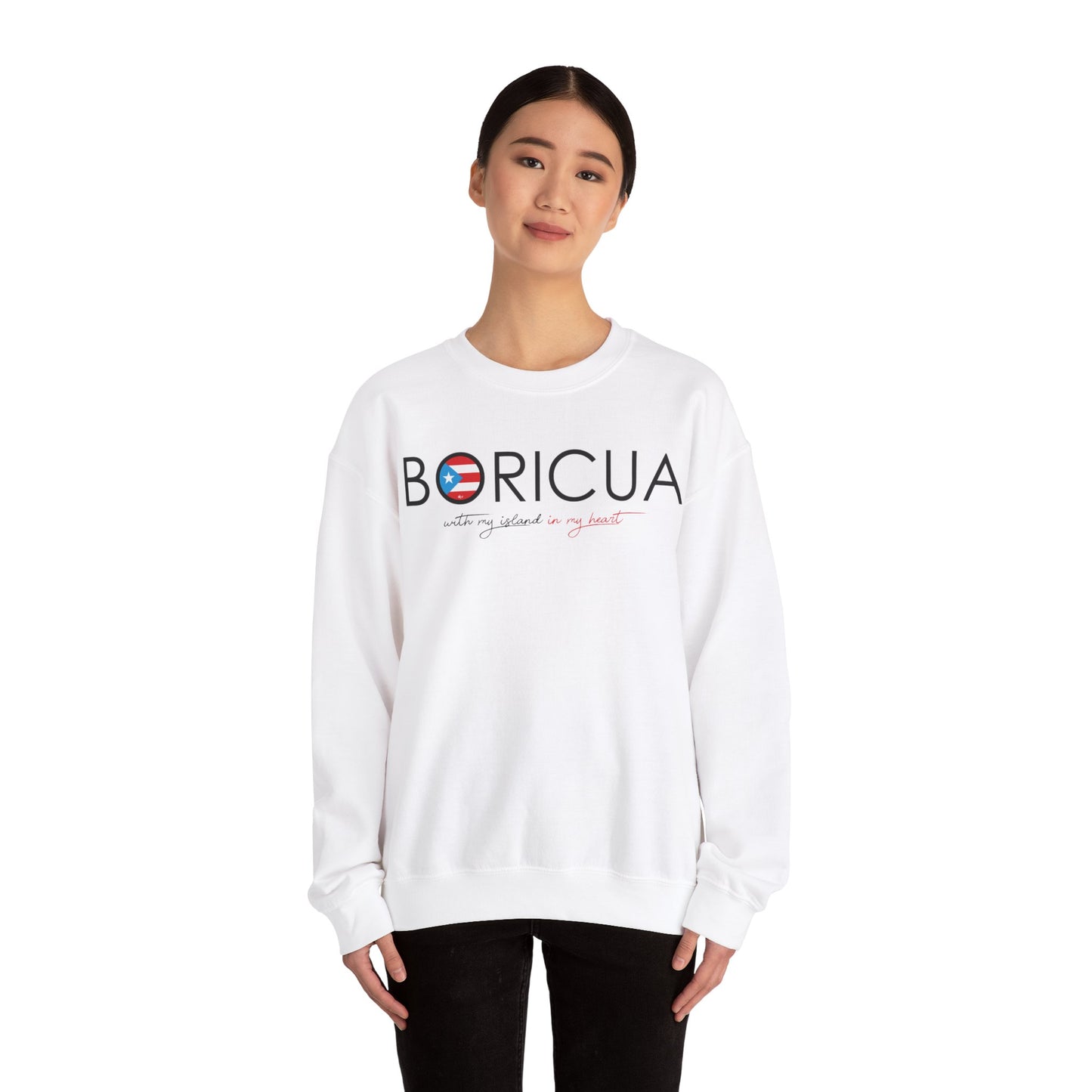 With my island in my Heart Unisex Heavy Blend™ Crewneck Sweaters