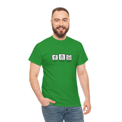 Eat Play Fútbol Graphic Tee | Puerto Rican Flag Soccer Shirt | Unisex Heavy Cotton T-Shirt