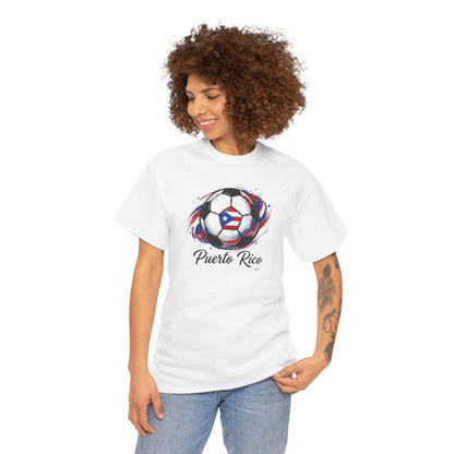 Puerto Rico Soccer Ball Flag | Unisex Heavy Cotton T-Shirt
