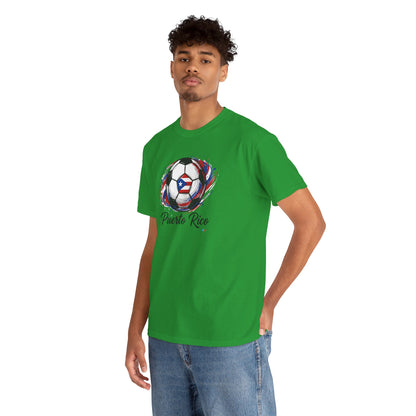 Puerto Rico Soccer Ball Flag | Unisex Heavy Cotton T-Shirt