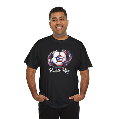 Puerto Rico Soccer Ball Flag | Unisex Heavy Cotton T-Shirt