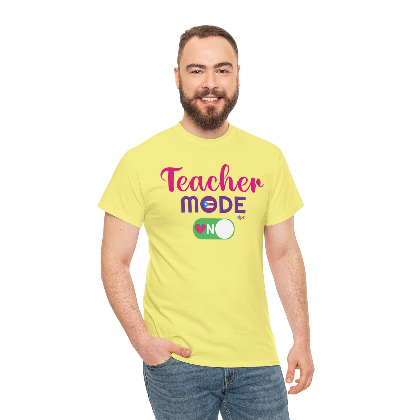 Teacher Mode ON - Back to School Boricua Teacher Heavy Cotton Tee