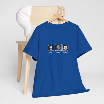 Eat Play Fútbol Graphic Tee | Puerto Rican Flag Soccer Shirt | Unisex Heavy Cotton T-Shirt