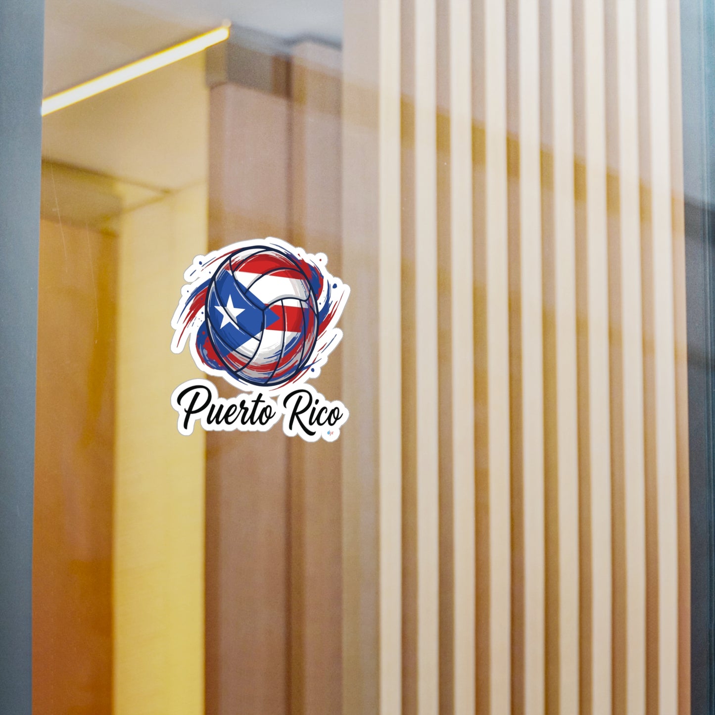 Puerto Rico Volleyball Flag Waterproof Kiss-Cut Vinyl Decal