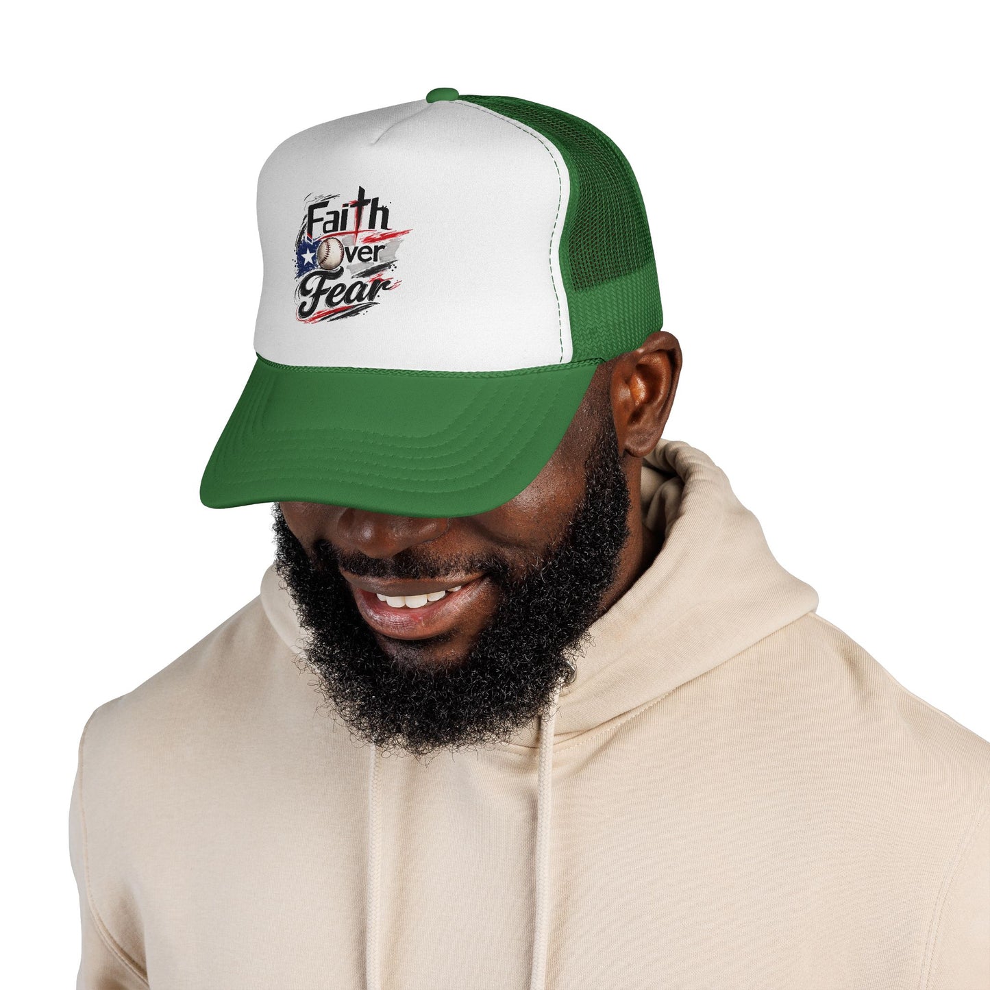 Faith Over Fear Puerto Rican Flag Baseball Trucker Caps FREE SHIPPING