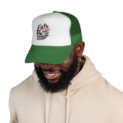 Faith Over Fear Puerto Rican Flag Baseball Trucker Caps FREE SHIPPING