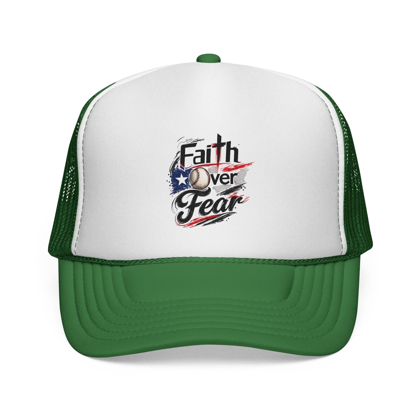 Faith Over Fear Puerto Rican Flag Baseball Trucker Caps FREE SHIPPING