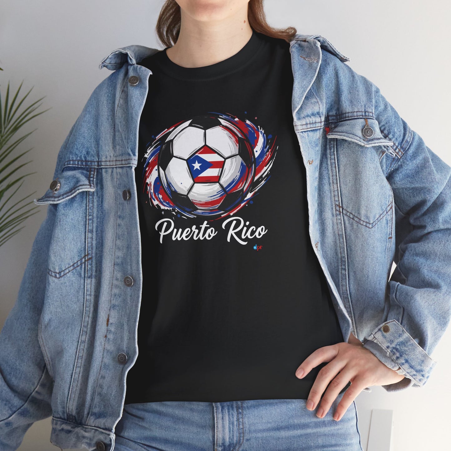 Puerto Rico Soccer Ball Flag | Unisex Heavy Cotton T-Shirt