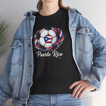 Puerto Rico Soccer Ball Flag | Unisex Heavy Cotton T-Shirt