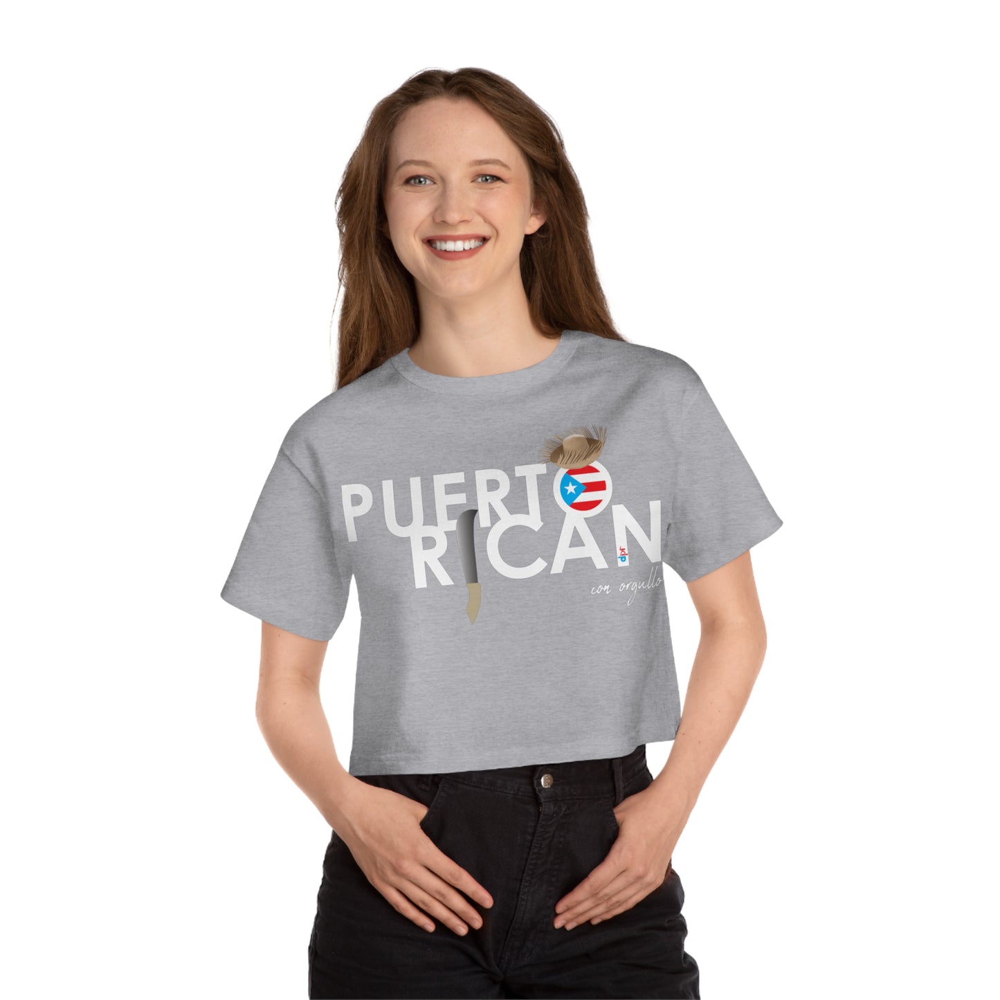 Puerto Rican con orgullo 2 Flowy Cropped Tee