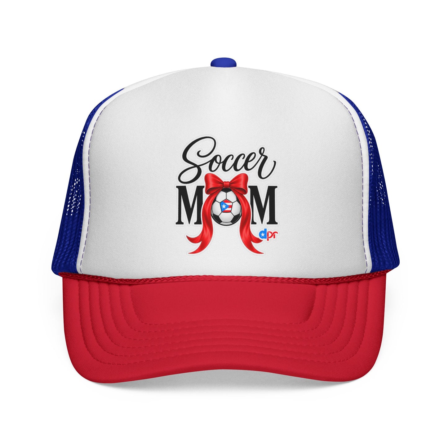 Soccer Mom Boricua Red Bow Puerto Rican Flag Trucker Caps FREE SHIPPING