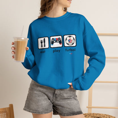Eat Play Soccer Puerto Rican Flag Heavy Blend™ Crewneck Sweatshirt