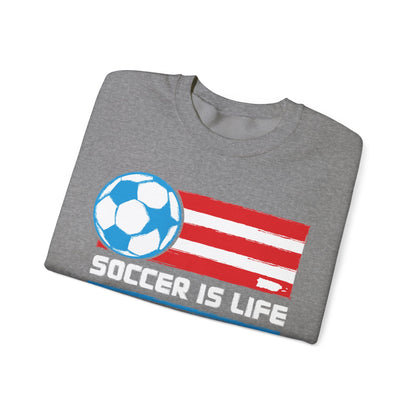 Soccer is life Puerto Rican Flag Heavy Blend™ Crewneck Sweatshirt