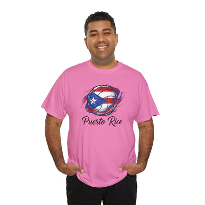 Puerto Rico Volleyball Flag | Unisex Heavy Cotton T-Shirt