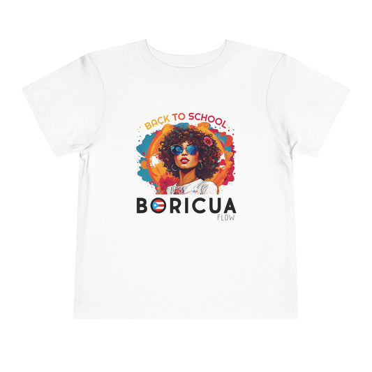 Back to School Boricua Girl Flow Black Toddler Short Sleeve Tee