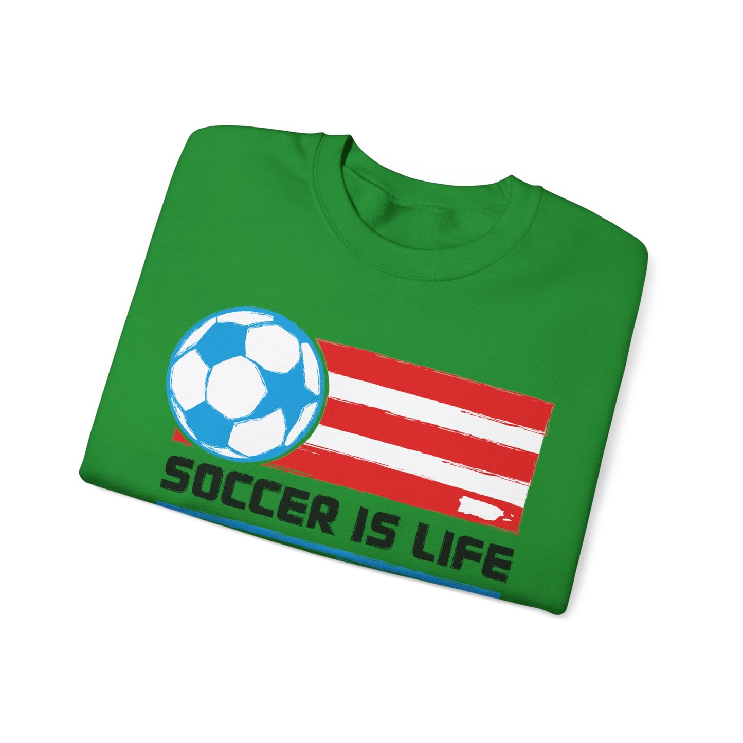 Soccer is life Puerto Rican Flag Heavy Blend™ Crewneck Sweatshirt