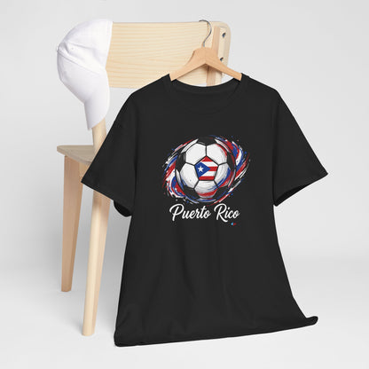 Puerto Rico Soccer Ball Flag | Unisex Heavy Cotton T-Shirt