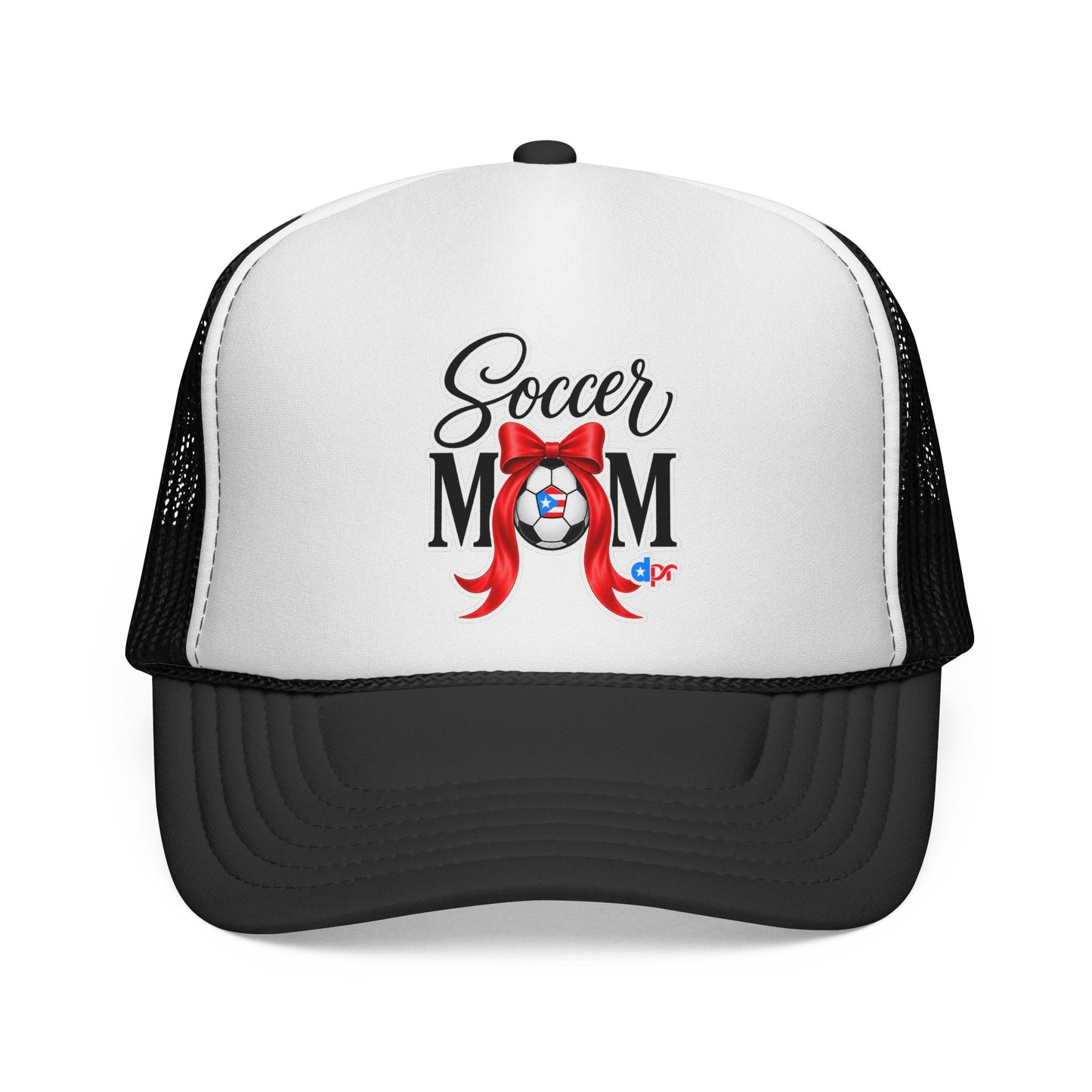Soccer Mom Boricua Red Bow Puerto Rican Flag Trucker Caps FREE SHIPPING