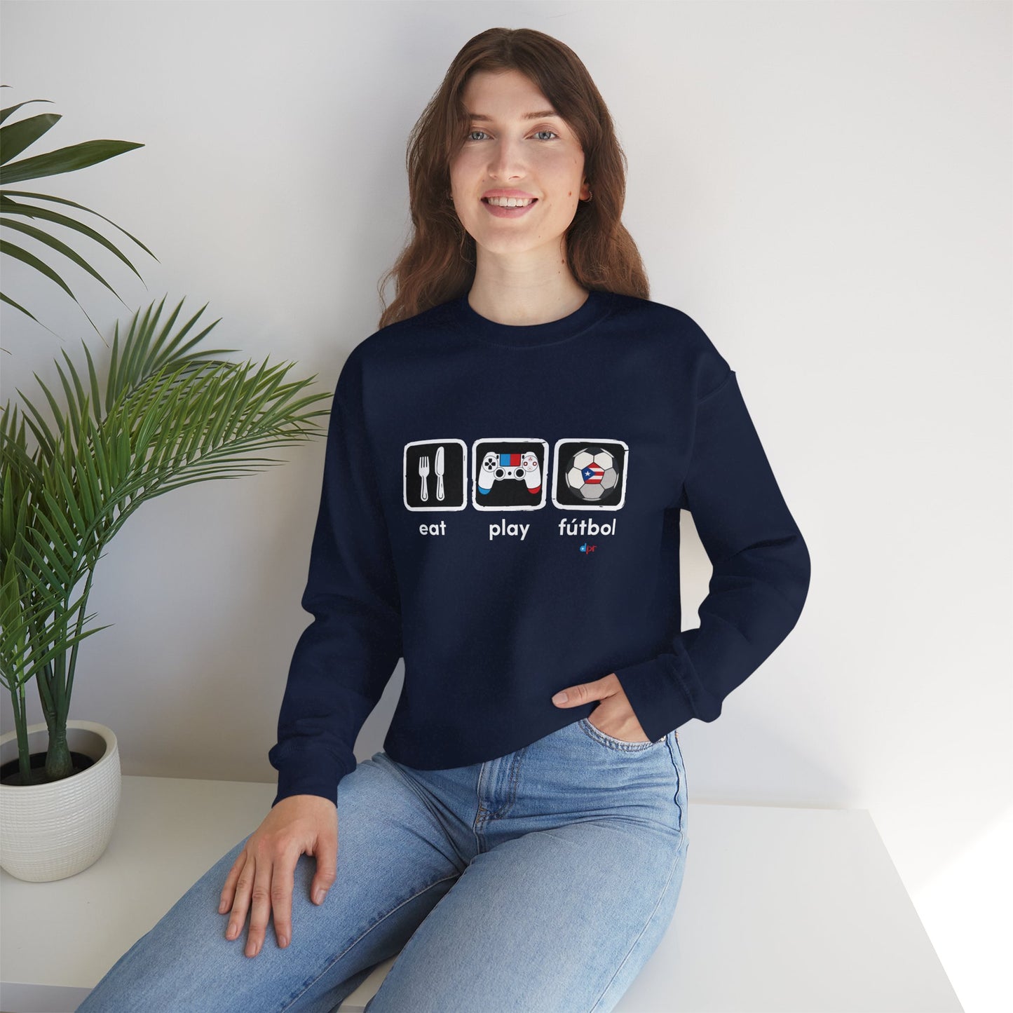 Eat Play Soccer Puerto Rican Flag Heavy Blend™ Crewneck Sweatshirt