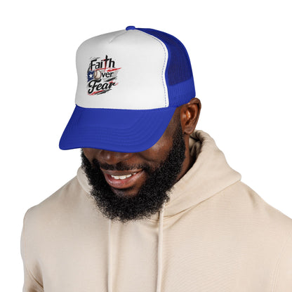 Faith Over Fear Puerto Rican Flag Baseball Trucker Caps FREE SHIPPING
