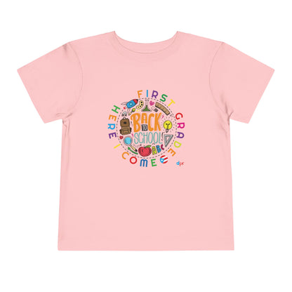 First Grade Here I Come - Back to School Boricua Toddler Short Sleeve Tee