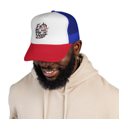 Faith Over Fear Puerto Rican Flag Baseball Trucker Caps FREE SHIPPING