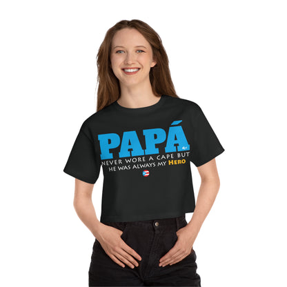 Papá My Hero Blue Women's Flowy Cropped Tee