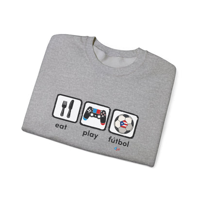Eat Play Soccer Puerto Rican Flag Heavy Blend™ Crewneck Sweatshirt