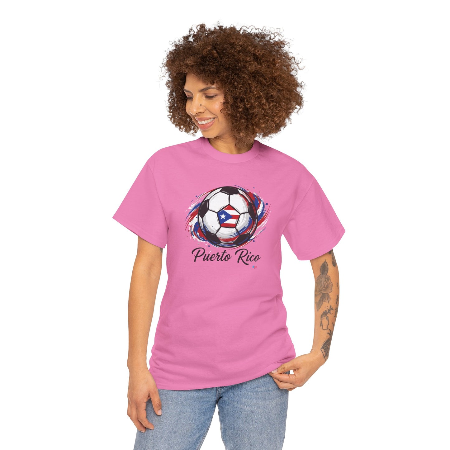 Puerto Rico Soccer Ball Flag | Unisex Heavy Cotton T-Shirt