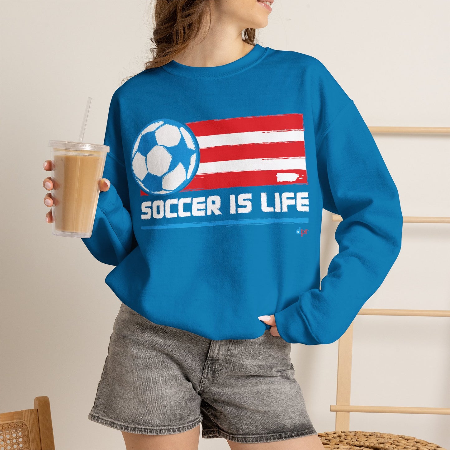 Soccer is life Puerto Rican Flag Heavy Blend™ Crewneck Sweatshirt