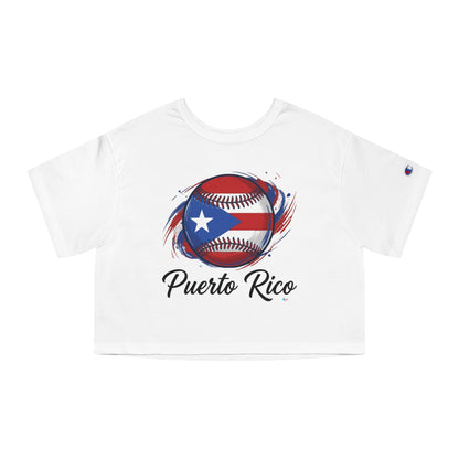 Puerto Rico Baseball Women's Flowy Cropped Tee | Puerto Rican Baseball Shirt