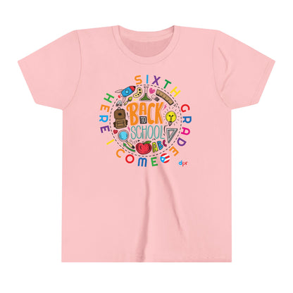 Sixth Grade Here I Come Back to Shool Boricua Youth Short Sleeve Tee