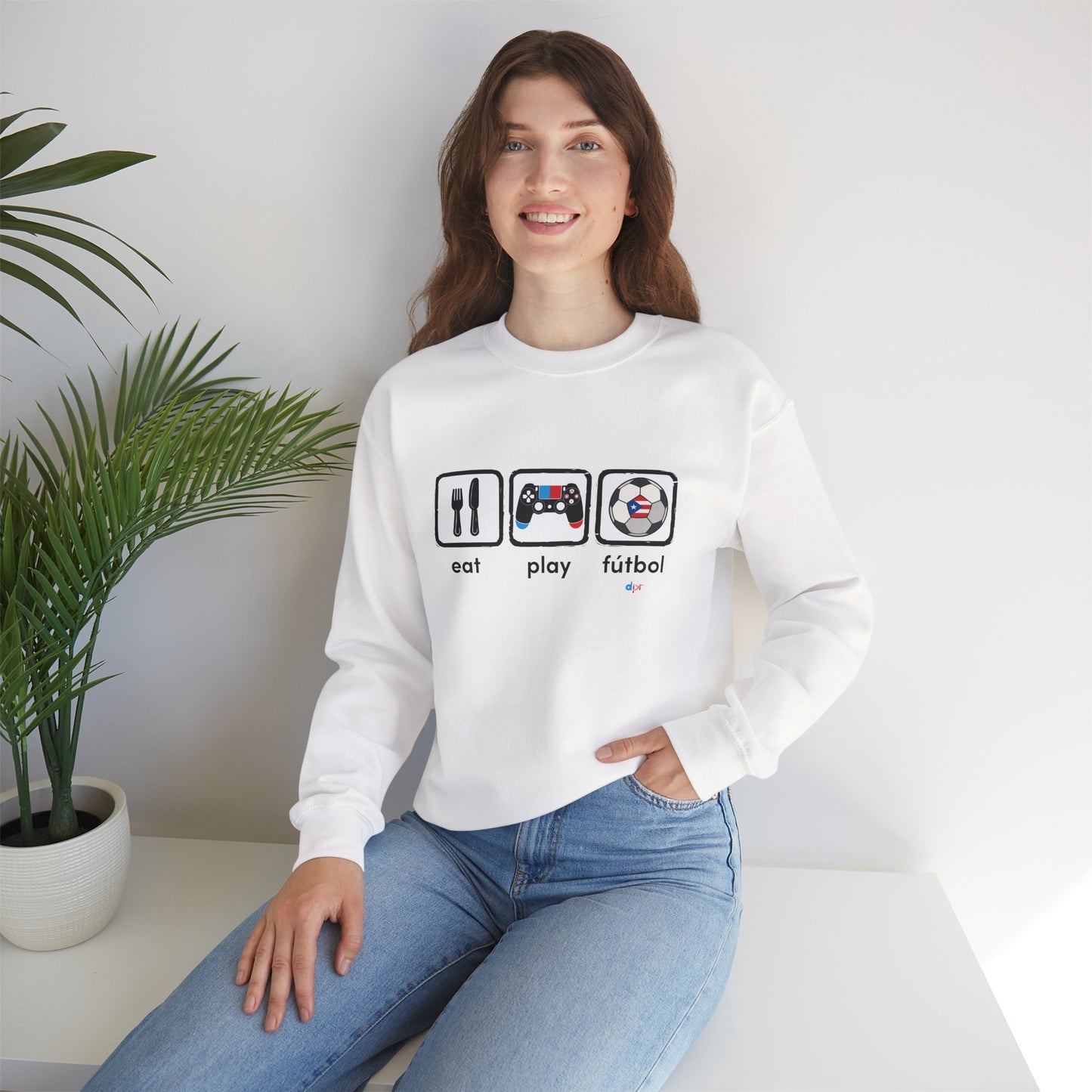 Eat Play Soccer Puerto Rican Flag Heavy Blend™ Crewneck Sweatshirt