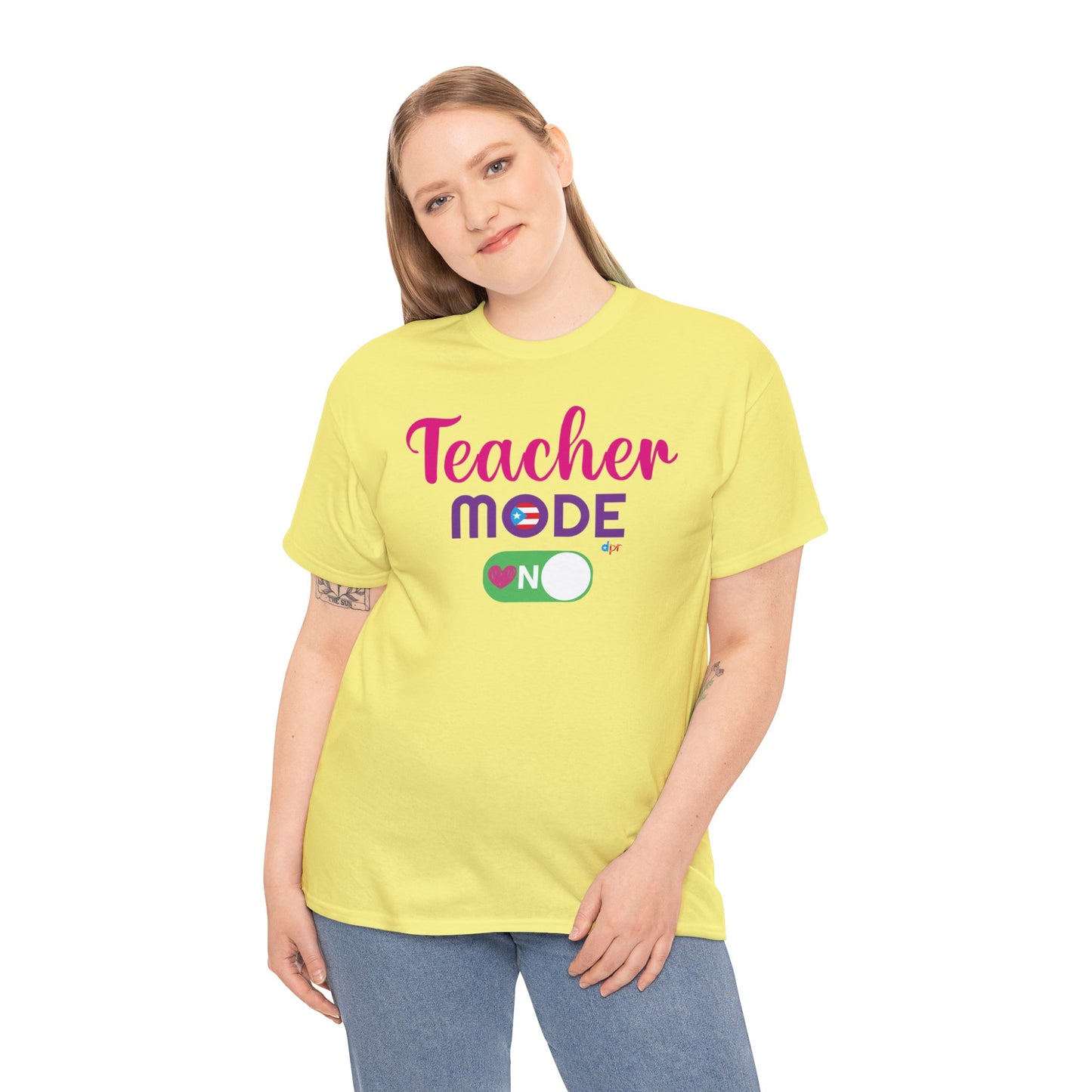 Teacher Mode ON - Back to School Boricua Teacher Heavy Cotton Tee