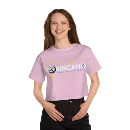 BORINCANO aunque naciera en la luna STARS Flowy Cropped Tee