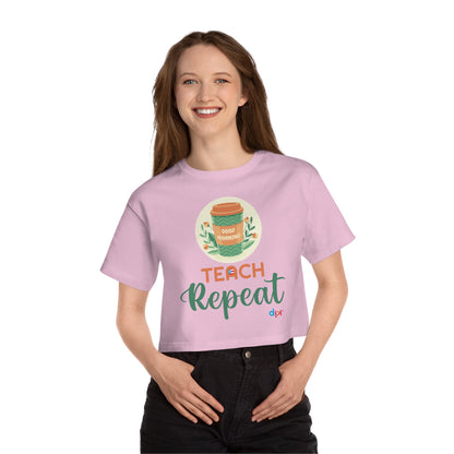 Coffee Teach Repeat - Back To School Boricua T Shirt Flowy Cropped Tee
