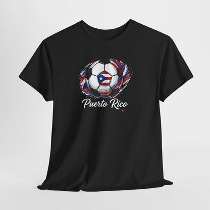 Puerto Rico Soccer Ball Flag | Unisex Heavy Cotton T-Shirt