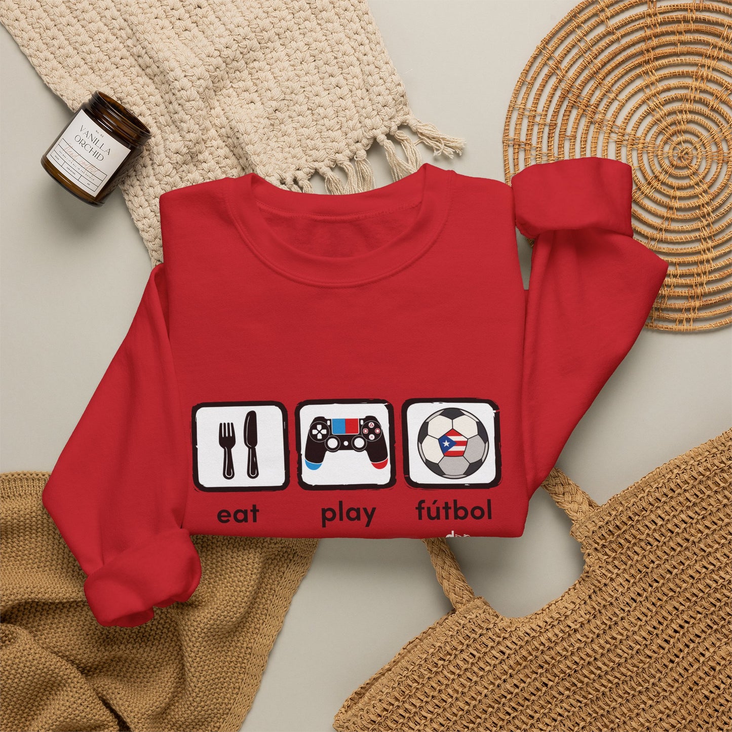 Eat Play Soccer Puerto Rican Flag Heavy Blend™ Crewneck Sweatshirt