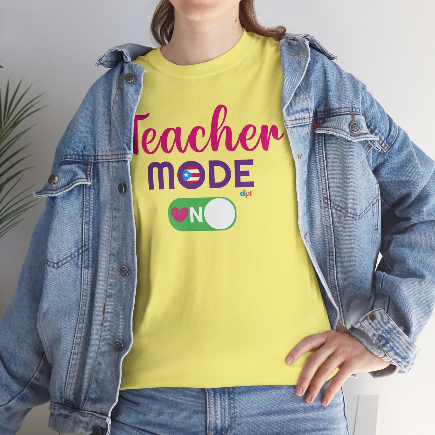 Teacher Mode ON - Back to School Boricua Teacher Heavy Cotton Tee