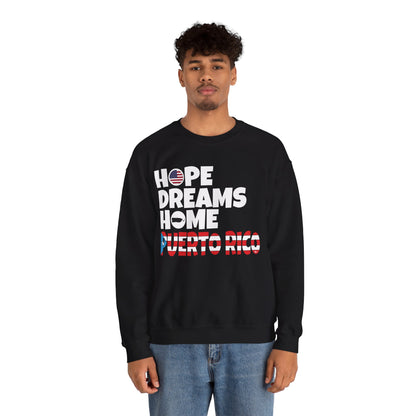 HOPE DREAMS HOME BANDERA Puerto Rico Heavy Blend™ Crewneck Sweaters
