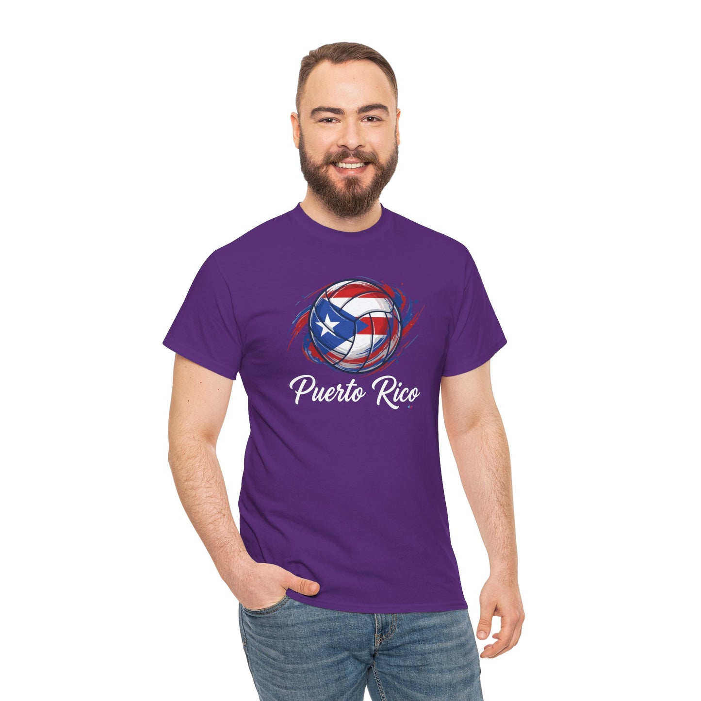 Puerto Rico Volleyball Flag | Unisex Heavy Cotton T-Shirt