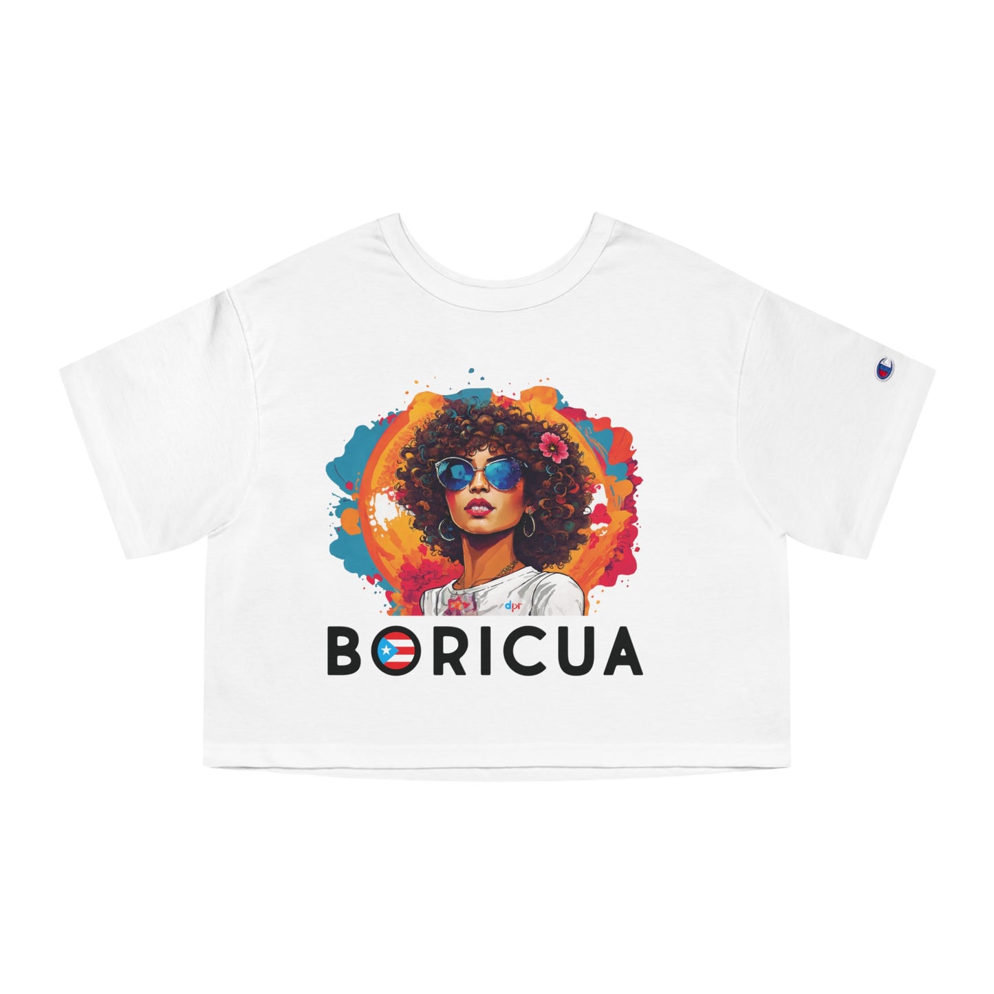 Boricua Girl Black Women's Flowy Cropped Tee