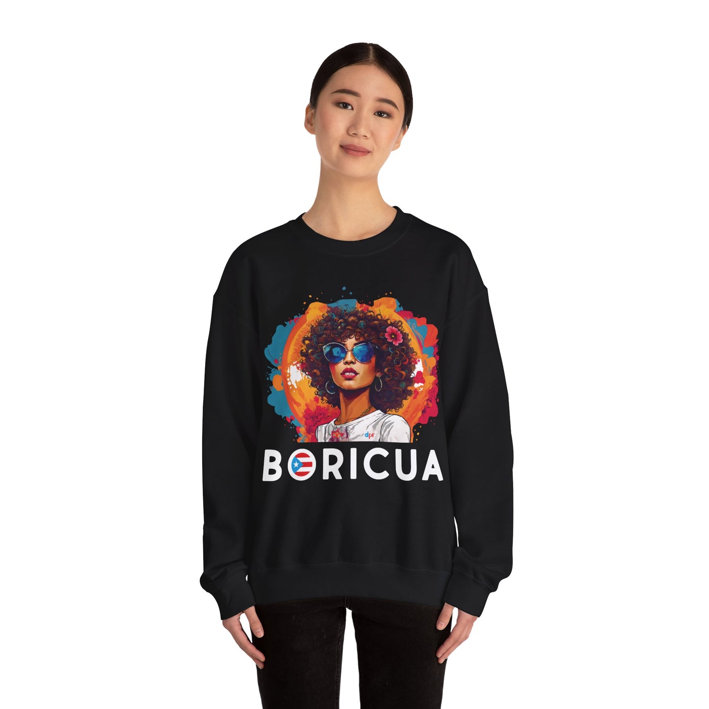 Boricua Girl Black Unisex Heavy Blend™ Crewneck Sweaters