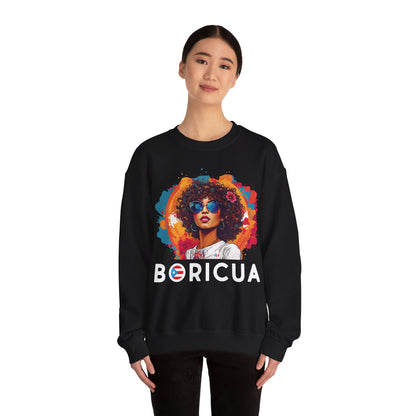 Boricua Girl Black Unisex Heavy Blend™ Crewneck Sweaters