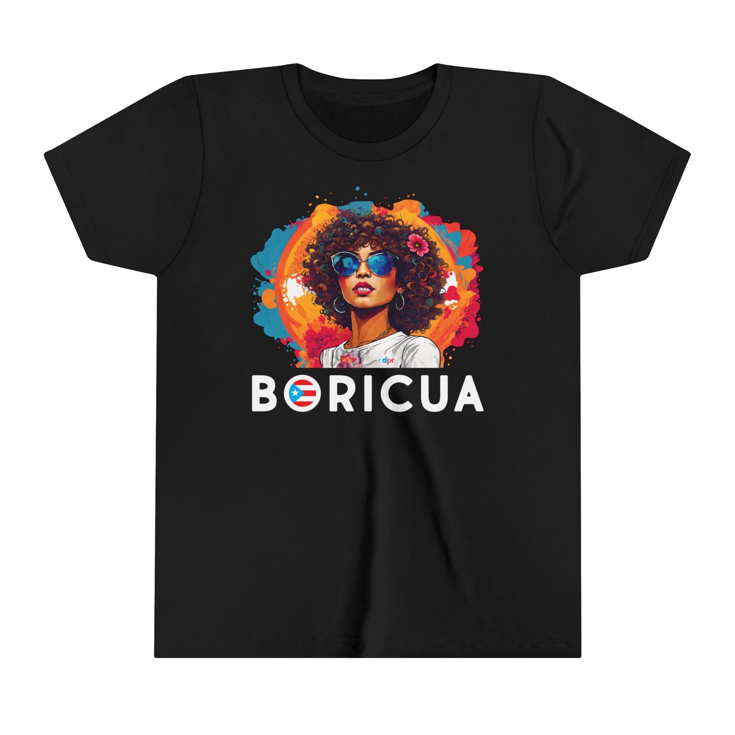 BORICUA Girl Black Youth Short Sleeve Tee