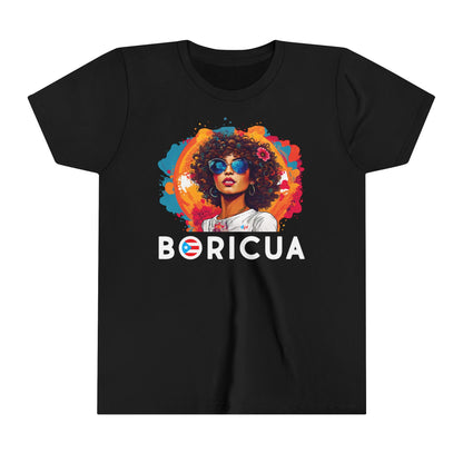 BORICUA Girl Black Youth Short Sleeve Tee