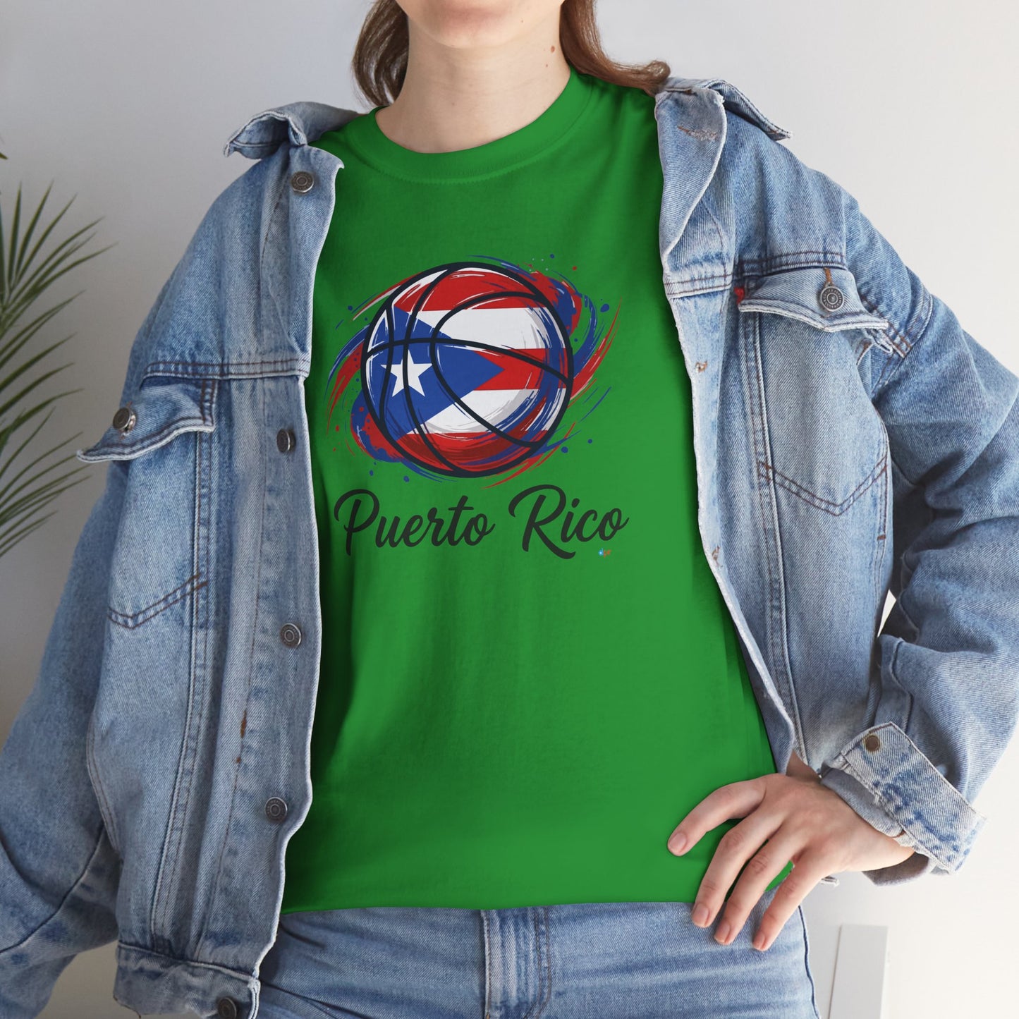 Puerto Rico Basketball Flag 2 | Unisex Heavy Cotton T-Shirt