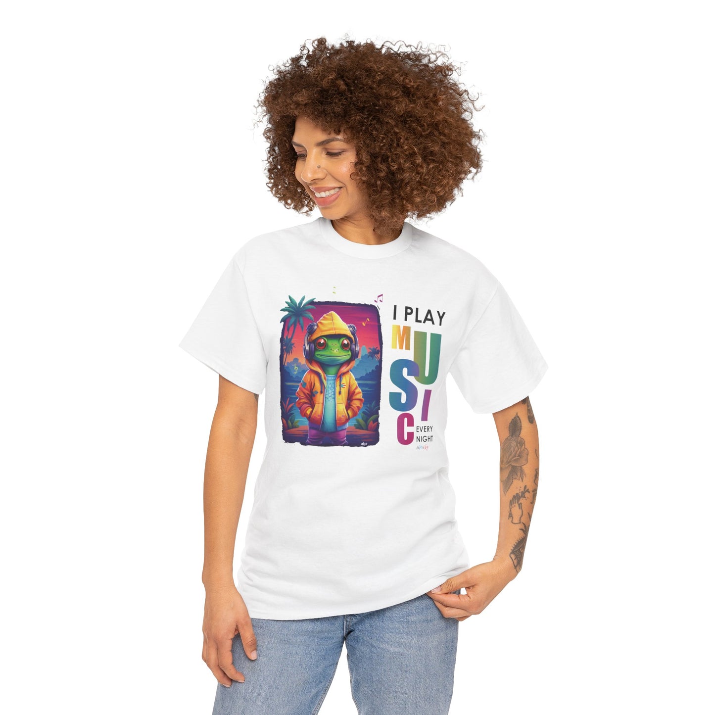 I Play Music Every Night  Unisex Heavy Cotton Tee