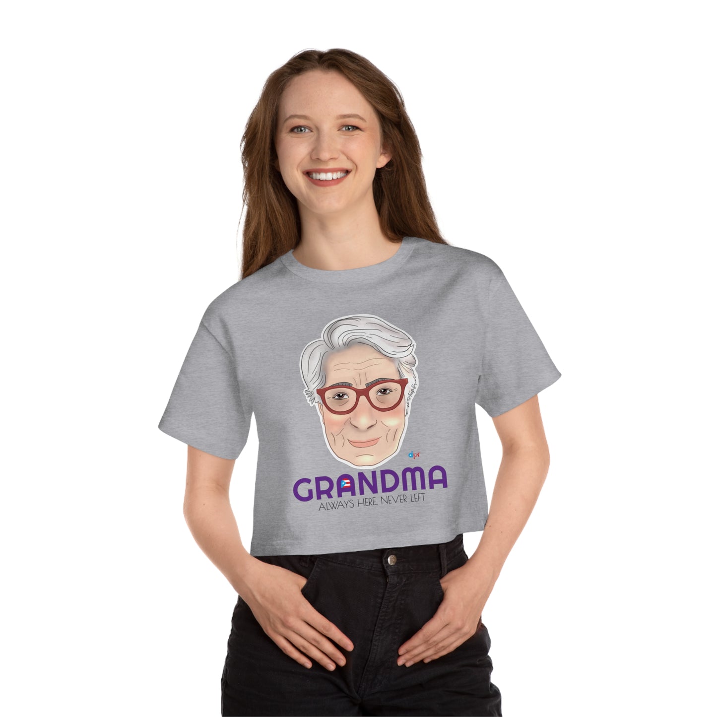 Abuela Boricua Always Here Never Left Women's Flowy Cropped Tee