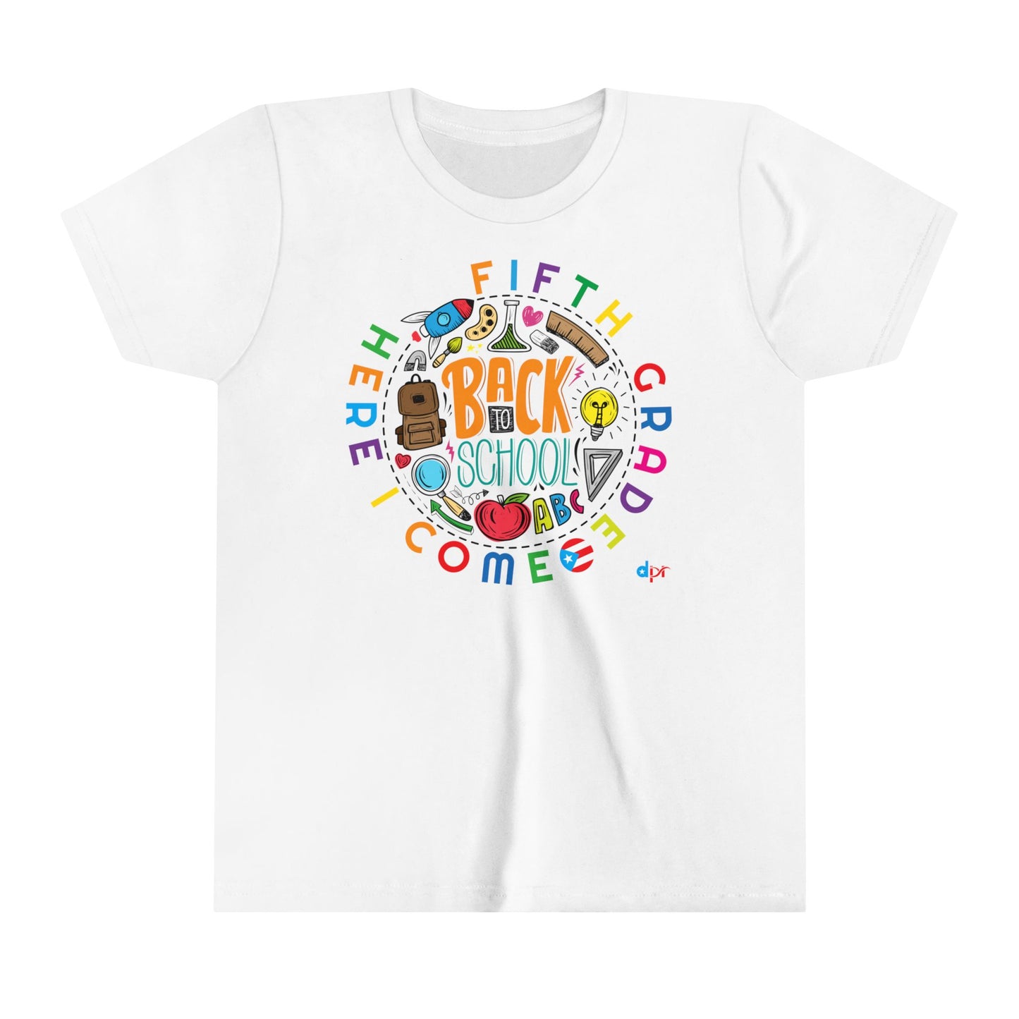 Fifth Grade Here I Come Back to Shool Boricua Youth Short Sleeve Tee